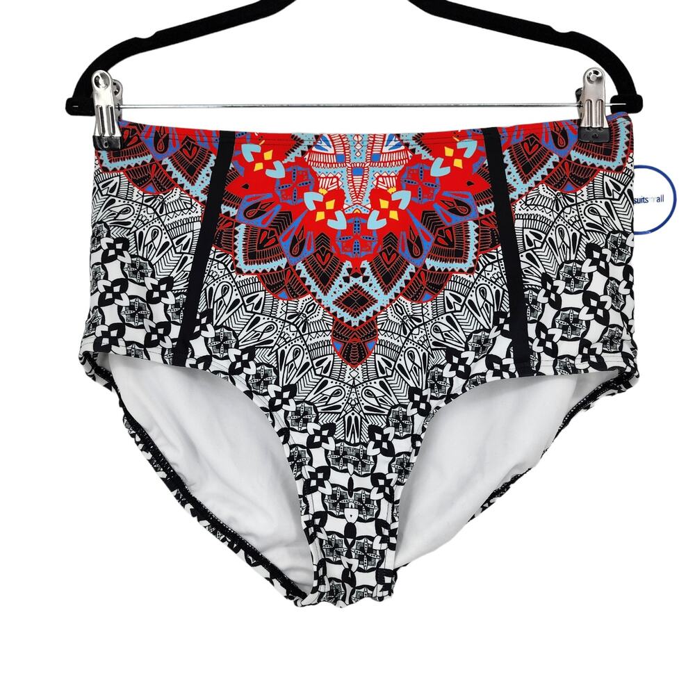 Swimsuits For All Full Coverage High Waist Bandana Print Bikini Bottoms Size 16